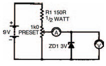 The circuit, with the zener diode reverse biased