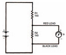 Meter connections to find the voltage across a single resistor