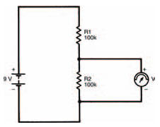 A circuit which is used to show the effect of the meters own resistance in a circuit