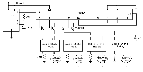 120VAC Lamp Chaser circuit