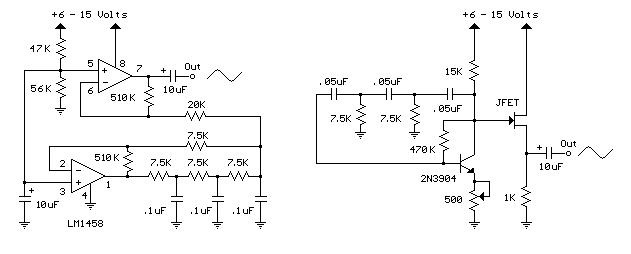 Low Frequency Sinewave Generators circuit