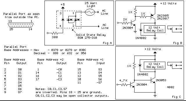 Parallel Port Relay Interface circuit