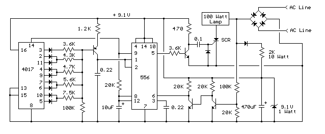 Varying brightness AC lamp circuit