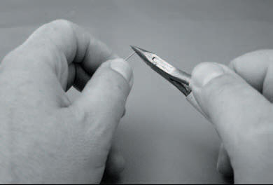 Take a short piece of wire between the jaws of your pliers…