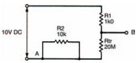 Equivalent diagram of a single transistor switch, with the transistor base (point A in Figure 10.1) connected to logic 0