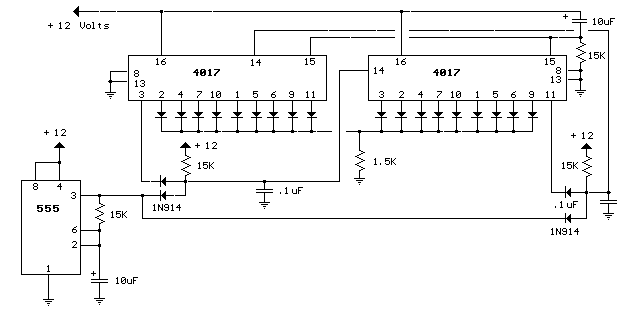 18 Stage LED Sequencer circuit