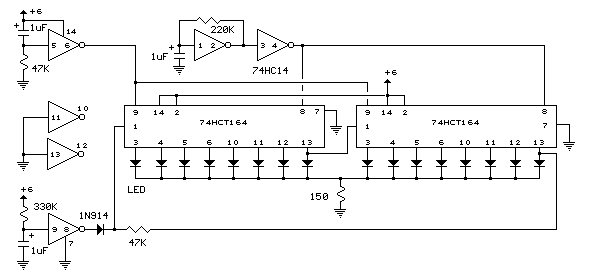 Expandable 16 Stage LED Sequencer circuit
