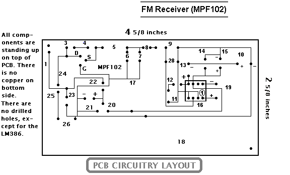 MPF102 FM Receiver layout